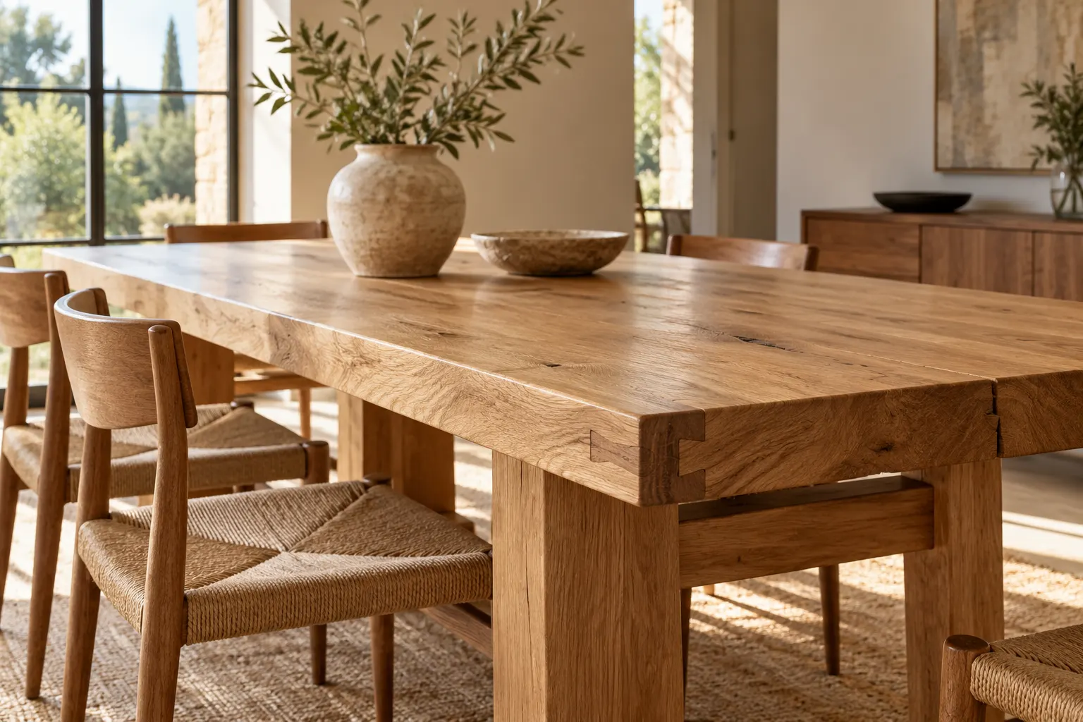 Grande table de salle à manger en chêne massif